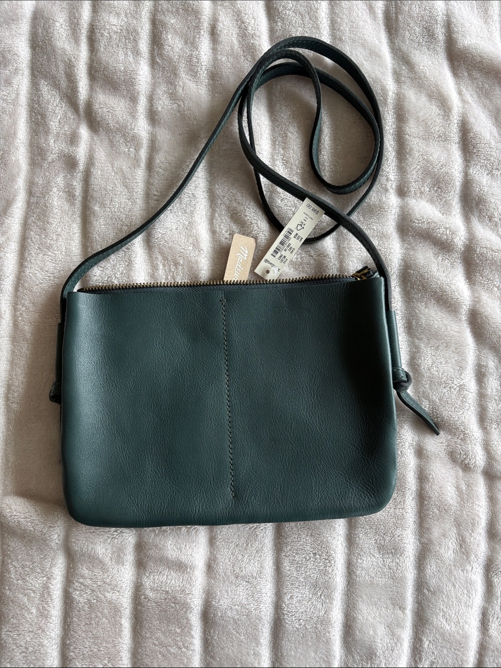 Madewell Knotted Crossbody Bag in Midnight Green Leather